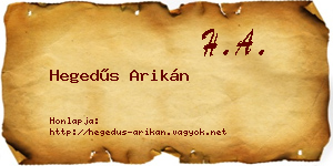 Hegedűs Arikán névjegykártya